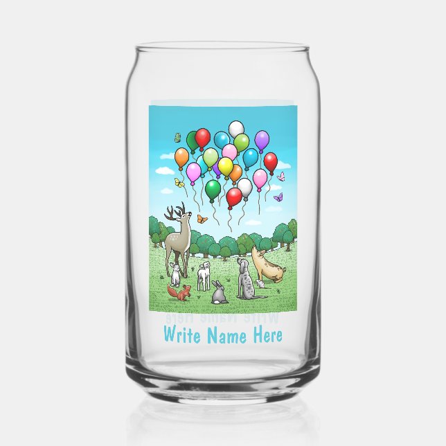 Tiere mit farbenfrohen Ballons Dosenglas (Vorderseite)