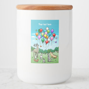 Tiere mit farbenfrohen Ballons Lebensmitteletikett
