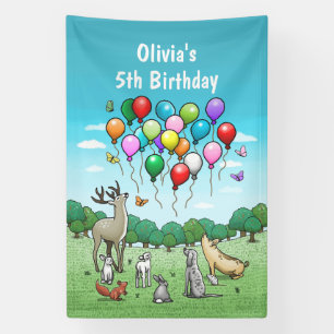 Tiere mit Luftballons Banner