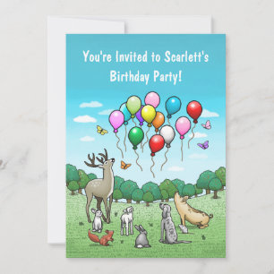Tiere mit Luftballons Einladung