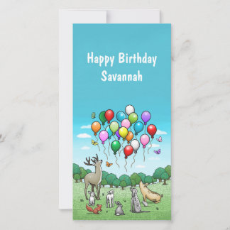 Tiere mit schönen Luftballons zum Geburtstag Karte