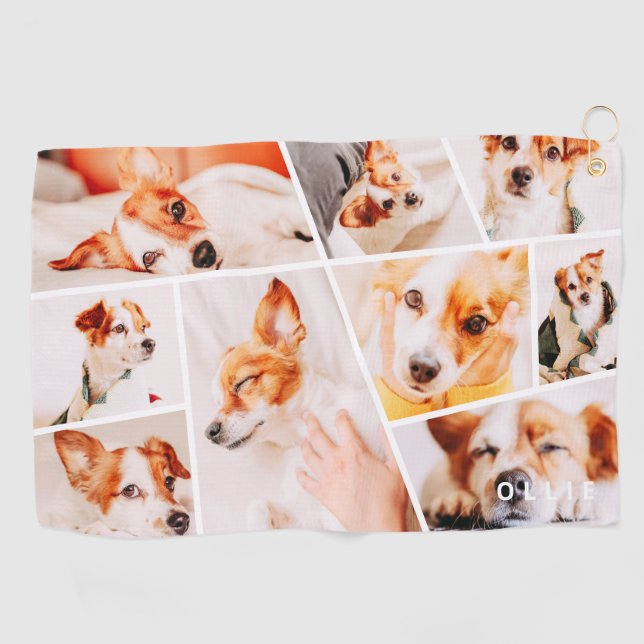 Tiere Moderne, einfache 9-Fotos-Sammlung Golfhandtuch (Horizontal)
