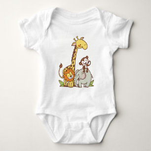 Tiere niedlicher Cartoon - Giraffe, Löwe und Affe Baby Strampler