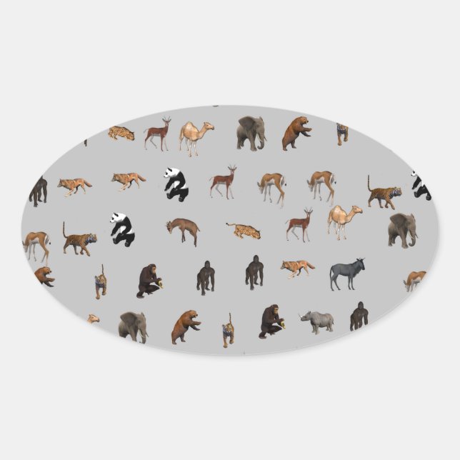 Tiere Ovaler Aufkleber (Vorderseite)