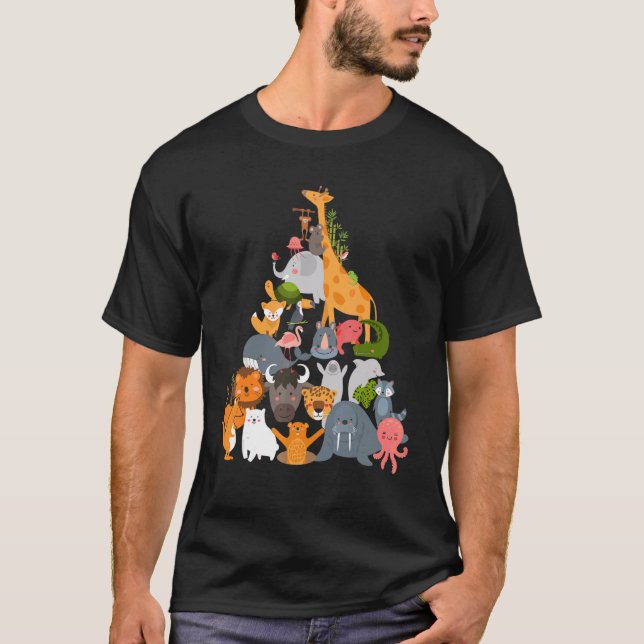 Tiere-Pyramide Zoo-Ausflug T-Shirt (Vorderseite)