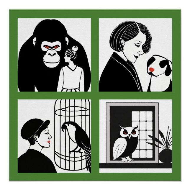 Tiere Quartett Glossy Poster (Vorderseite)