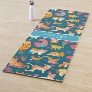 Tiere Retro farbiges Personalisiertes Muster Yogamatte