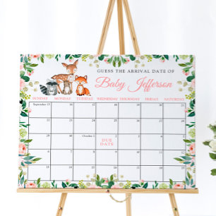 Tiere & rosa Rosen Geburtstermin-Kalender Poster