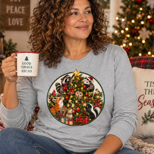 Tiere schmücken den Weihnachtsbaum Tri-Blend Shirt