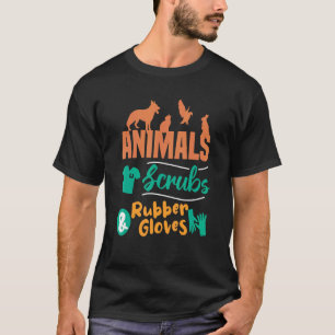 Tiere Scrubs Rubber Handschuhe Tierärztlich T-Shirt
