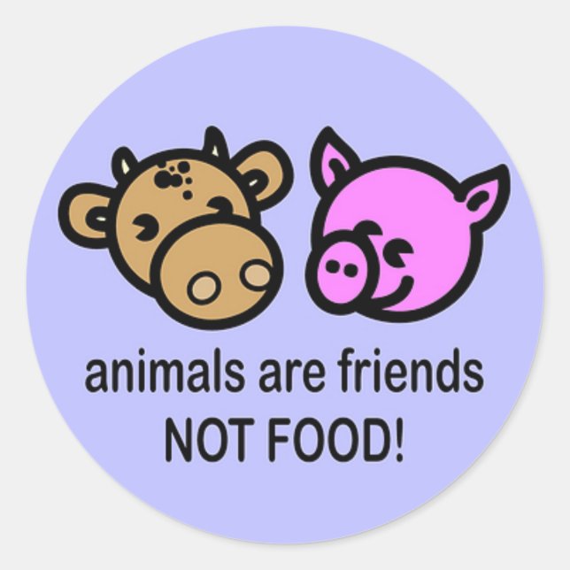 Tiere sind Freunde, nicht Essen! Runder Aufkleber (Vorderseite)