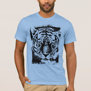 Tiere Tiger Mens Short Sleeve Modernes Baby Blue T-Shirt