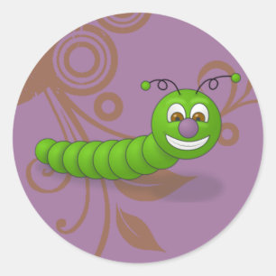 Tiere u. Natur-Aufkleber, Wurm Runder Aufkleber