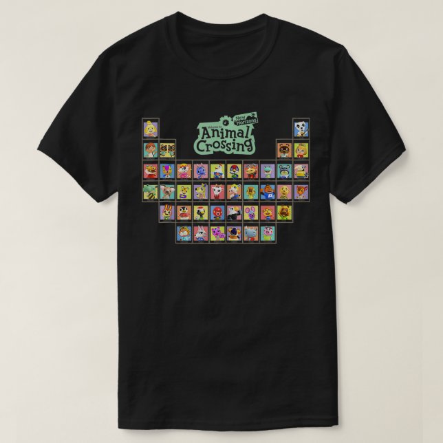 Tiere überqueren neue Horizonte Periodische Tabell T-Shirt (Design vorne)
