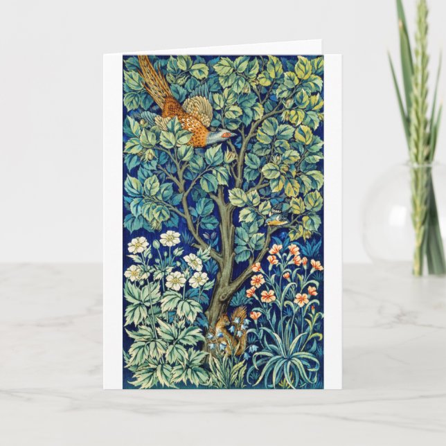 Tiere und Blume, Wald, William Morris Karte (Vorderseite)