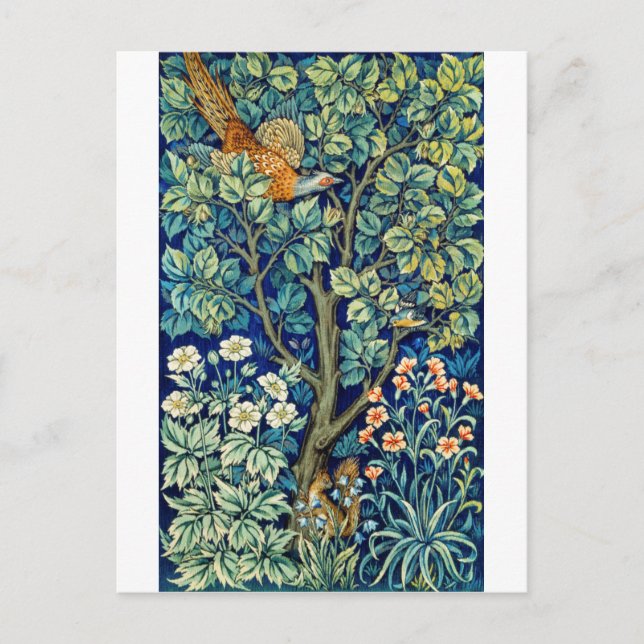 Tiere und Blume, Wald, William Morris Postkarte (Vorderseite)