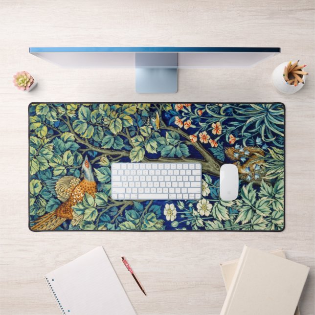 Tiere und Blume, Wald, William Morris Schreibtischunterlage (Büro 1)