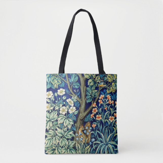 Tiere und Blume, Wald, William Morris Tasche (Vorderseite)