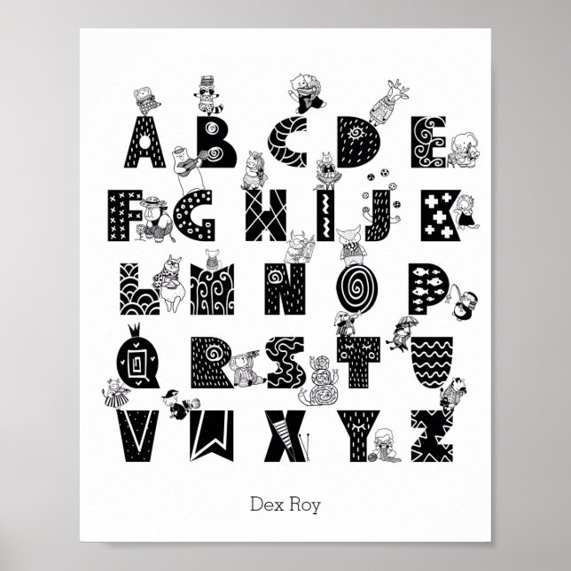 Tiere und Maßnahmen Alphabet Educational Kinderzim Poster (Vorne)