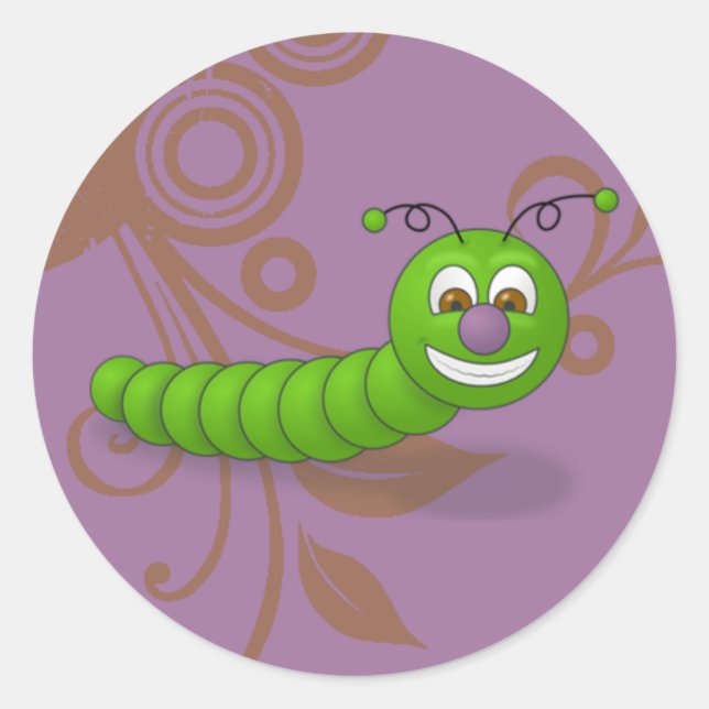 Tiere und Naturaufkleber, Wurm Runder Aufkleber (Vorderseite)
