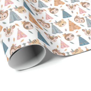 Tiere und Teepe-Wrapping Paper Geschenkpapier