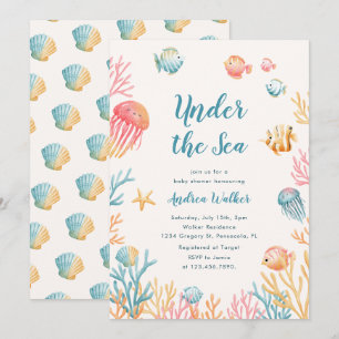 Tiere unter dem Meer Bunt Baby Shower Einladung