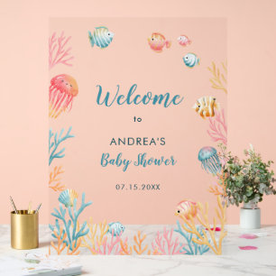 Tiere unter dem Meer Farbige Babyparty Begrüßung Acrylschild