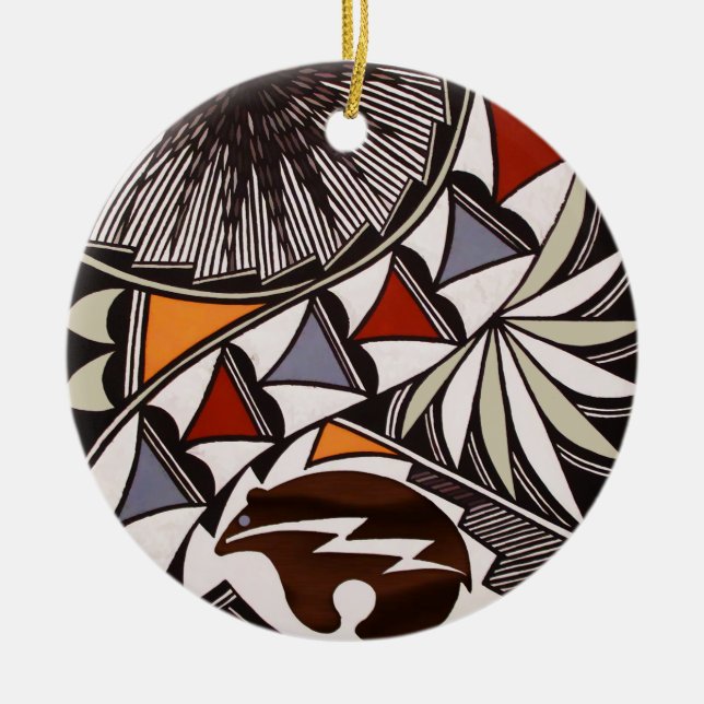 TIERE Ureinwohner-Volkskunst BÄR Ikone Keramik Ornament (Vorne)