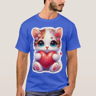 Tiere Valentinstag niedliche Katze TShirt