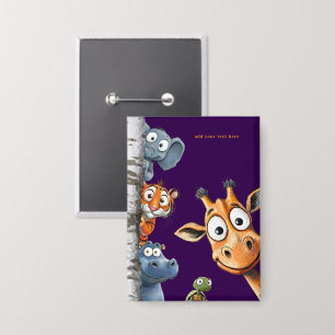 Tiere vom Peek-a-Boo-Zoo-Kindergeburtstags-Button Button