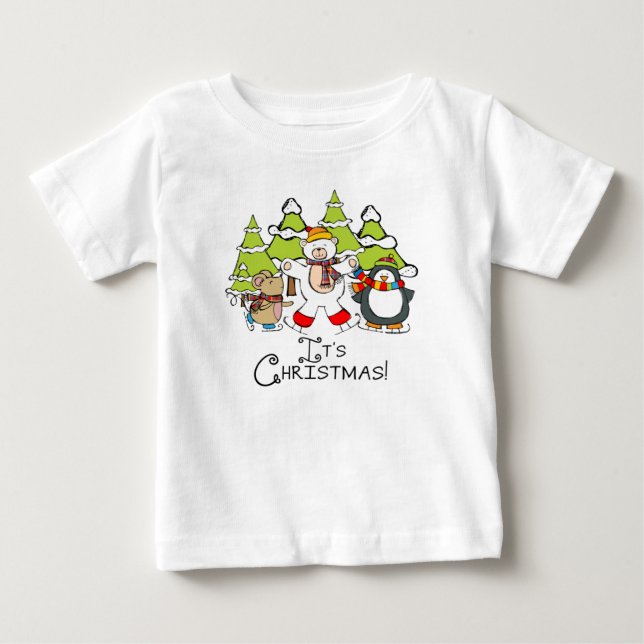 Tiere Weihnachten Baby T-shirt (Vorderseite)