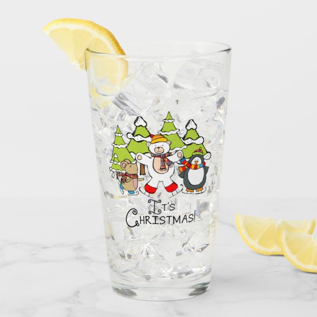 Tiere Weihnachten Glas (Vorderseite Ice)