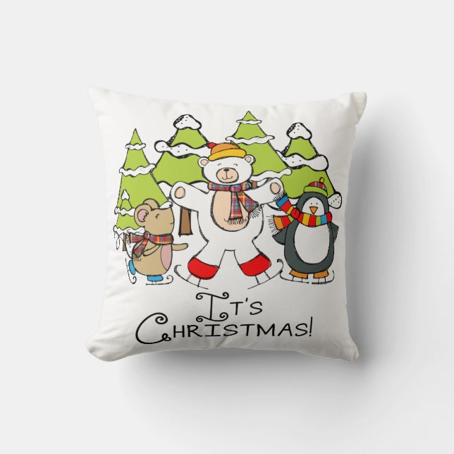Tiere Weihnachten Kissen (Vorderseite)