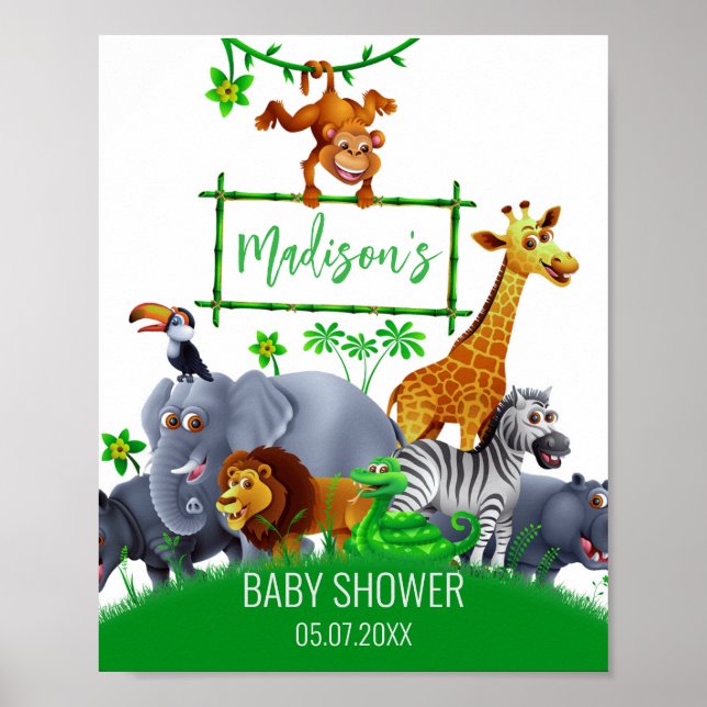 Tiere Wild One Jungle Grüne Safari Winter Poster (Vorne)