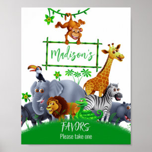 Tiere Wild One Jungle Grüne Safari Winter Poster
