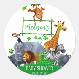 Tiere Wild One Jungle Grüne Safari Winter Runder Aufkleber