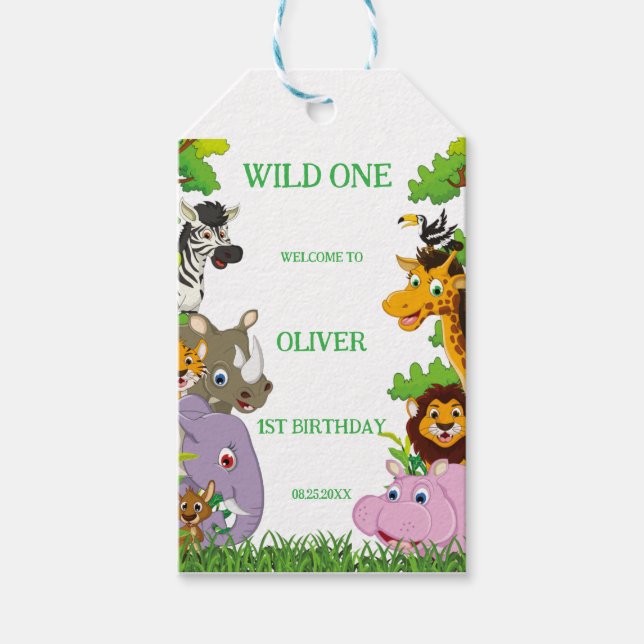 Tiere Wild-One-Jungle-Safari Für Kinder Geschenkanhänger (Vorderseite)