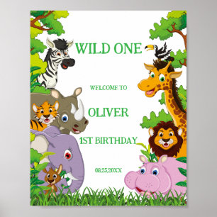 Tiere Wild-One-Jungle-Safari Für Kinder Poster