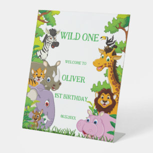 Tiere Wild-One-Jungle-Safari Für Kinder Sockelschild