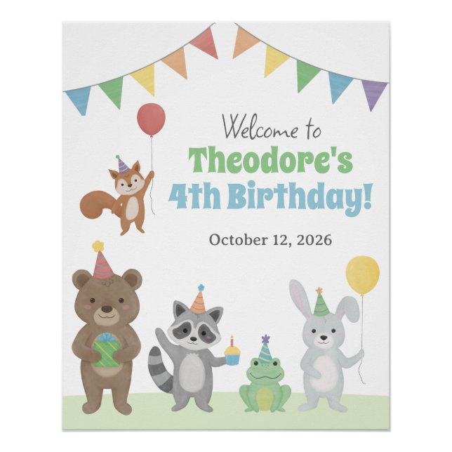 Tiere Willkommen Party-Schild Poster (Vorderseite)