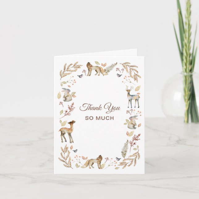Tiere Woodland Babydusche Dankeskarte (Vorderseite)