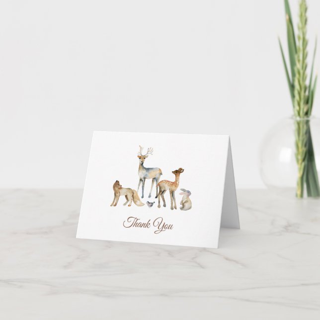 Tiere Woodland Babydusche Dankeskarte (Vorderseite)