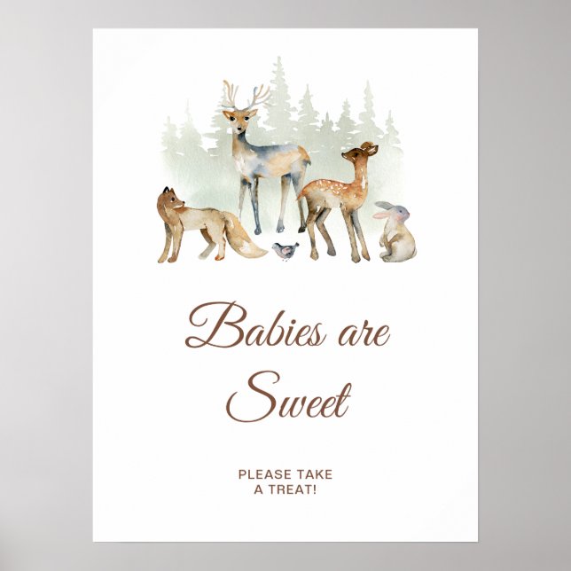 Tiere Woodland Babys sind süße Zeichen Poster (Vorne)