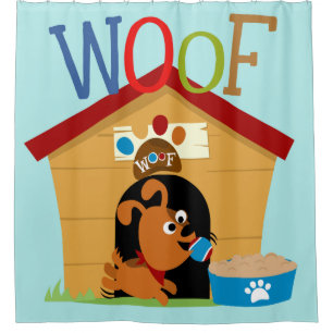Tiere Woof Hund in Doghouse Puppy Duschvorhang
