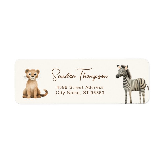 Tiere Zebra Lion Safari Rücksendeadresse (Vorne)