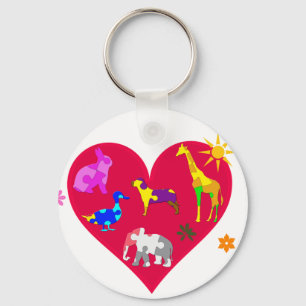 Tiere zur Sensibilisierung für Autismus Schlüsselanhänger