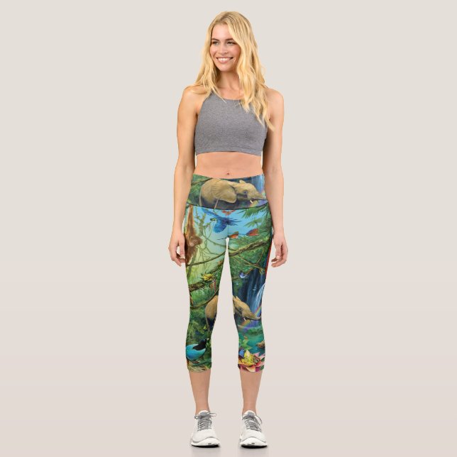 Tiere zusammen werfen Kissen Capri Leggings (Vorderseite)