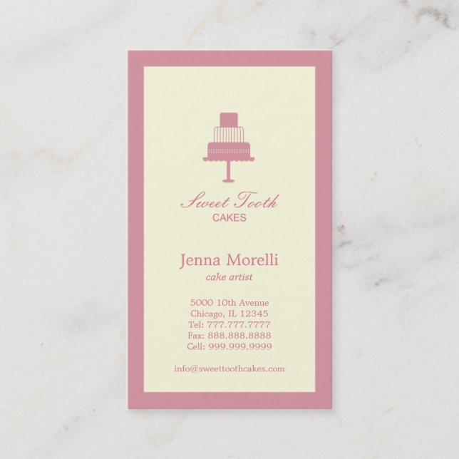 Tiered Cake Business Card - Rosa Visitenkarte (Vorderseite)