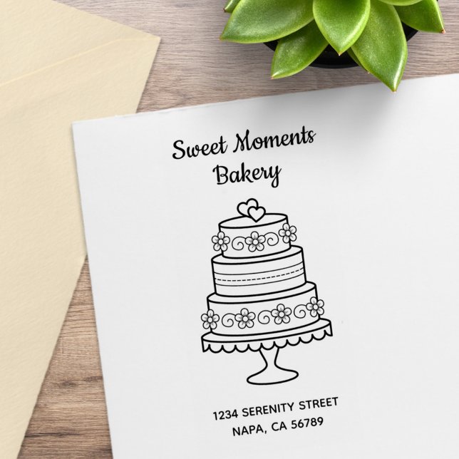 Tiered Wedding Cake Bakery Address Gummistempel (Von Creator hochgeladen)
