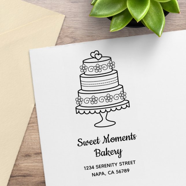 Tiered Wedding Cake Bakery Address Gummistempel (Von Creator hochgeladen)